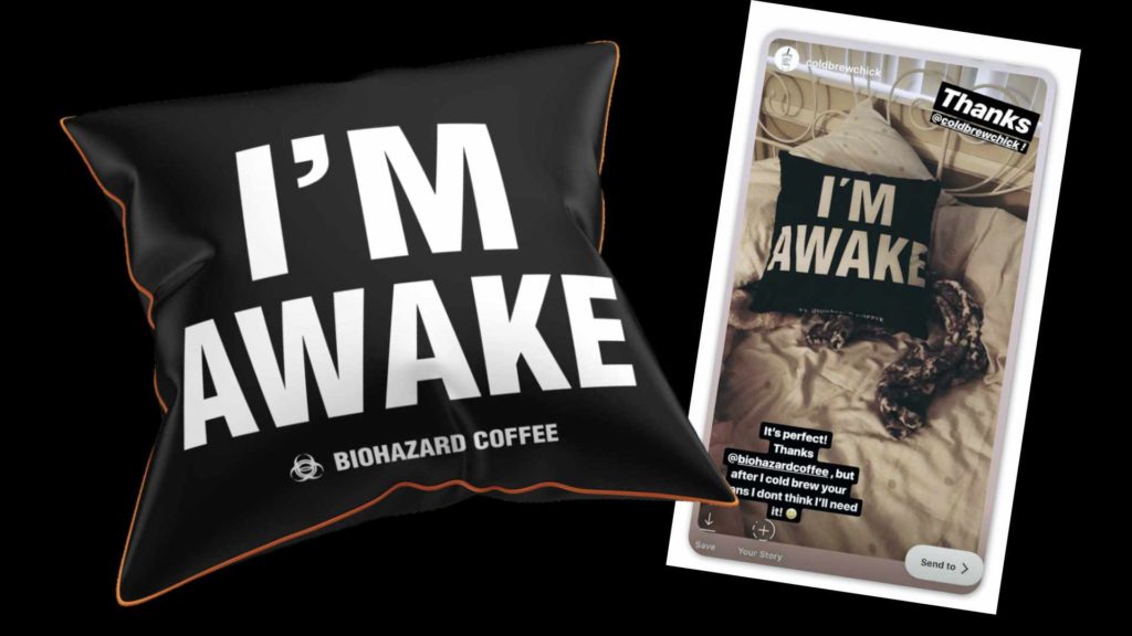 biohazard coffee influencer pillow